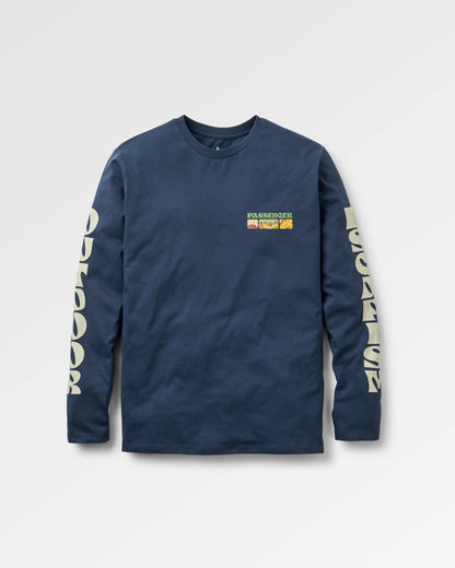 Patches Recycled Cotton LS T-Shirt - Rich Navy - Flatlay