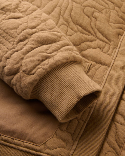Seagrass Organic Cotton Quilted Hoodie - Caramel - Flatlay