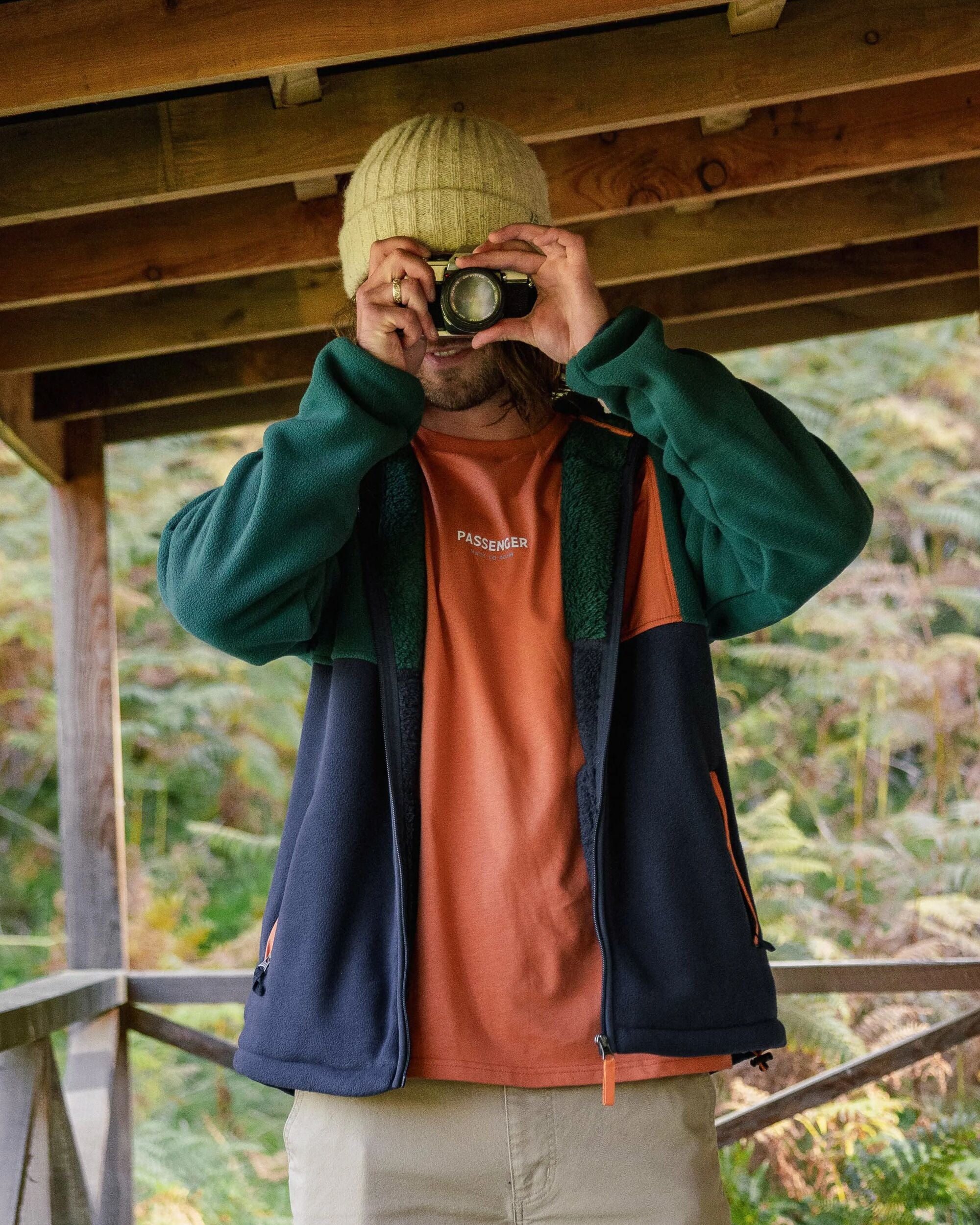 Loch Hooded Recycled Polar Fleece - Rain Forest/Rich Navy - Lifestyle