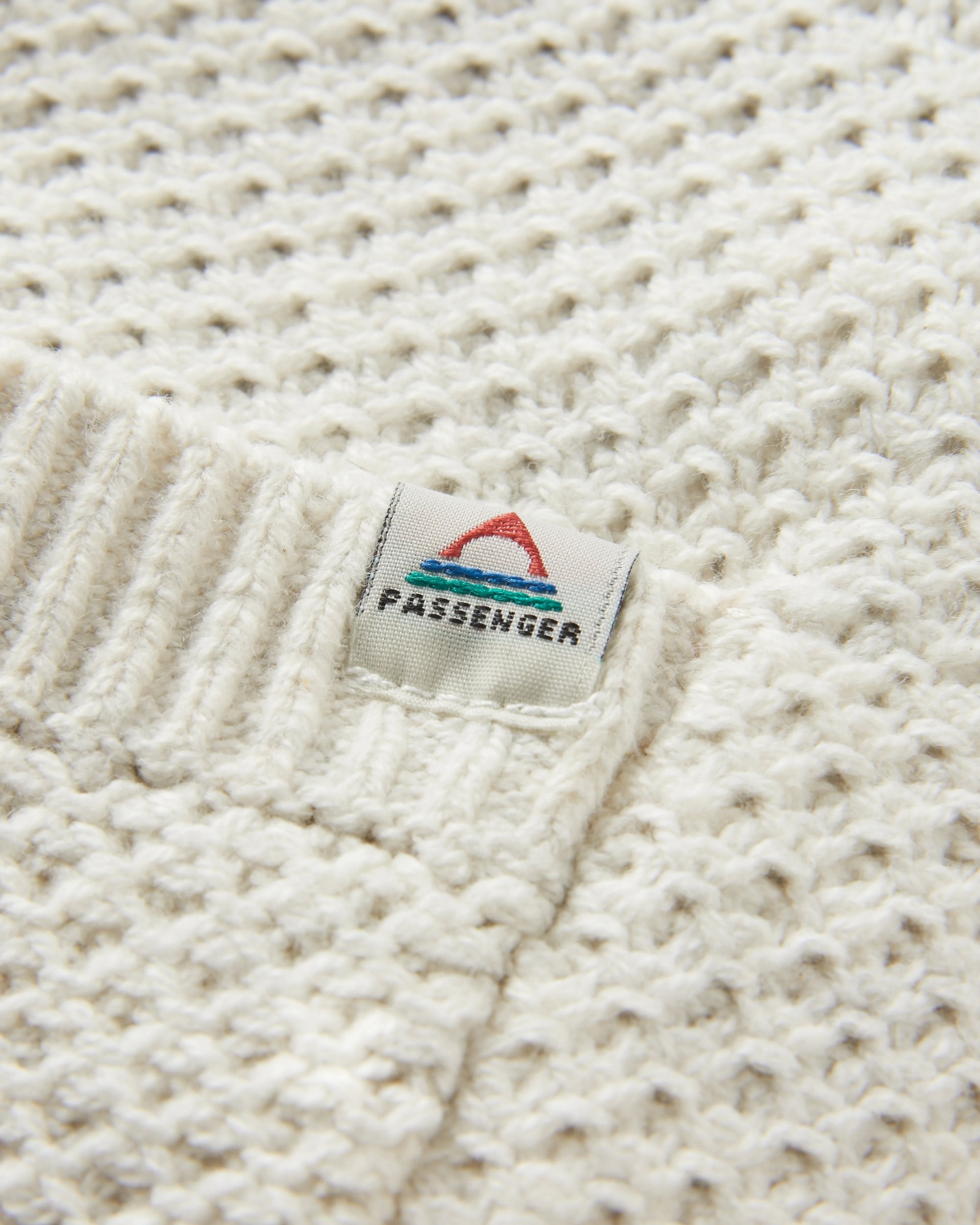 Cove Full Zip Organic Cotton Knitted Hoodie - Off White - Flatlay