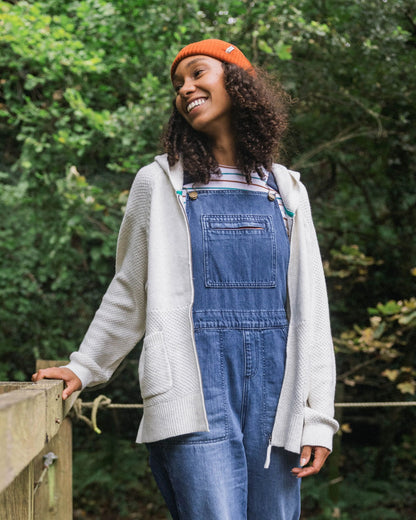 Cove Full Zip Organic Cotton Knitted Hoodie - Off White - Lifestyle