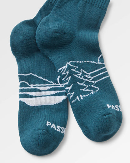Two Step Ankle Socks - Mediterranean - Flatlay