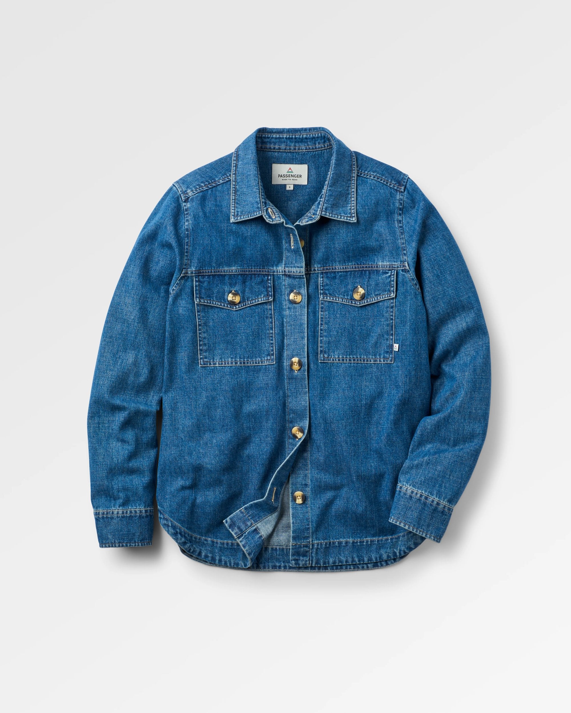 Coral Organic Cotton LS Shirt - Washed Denim - Flatlay