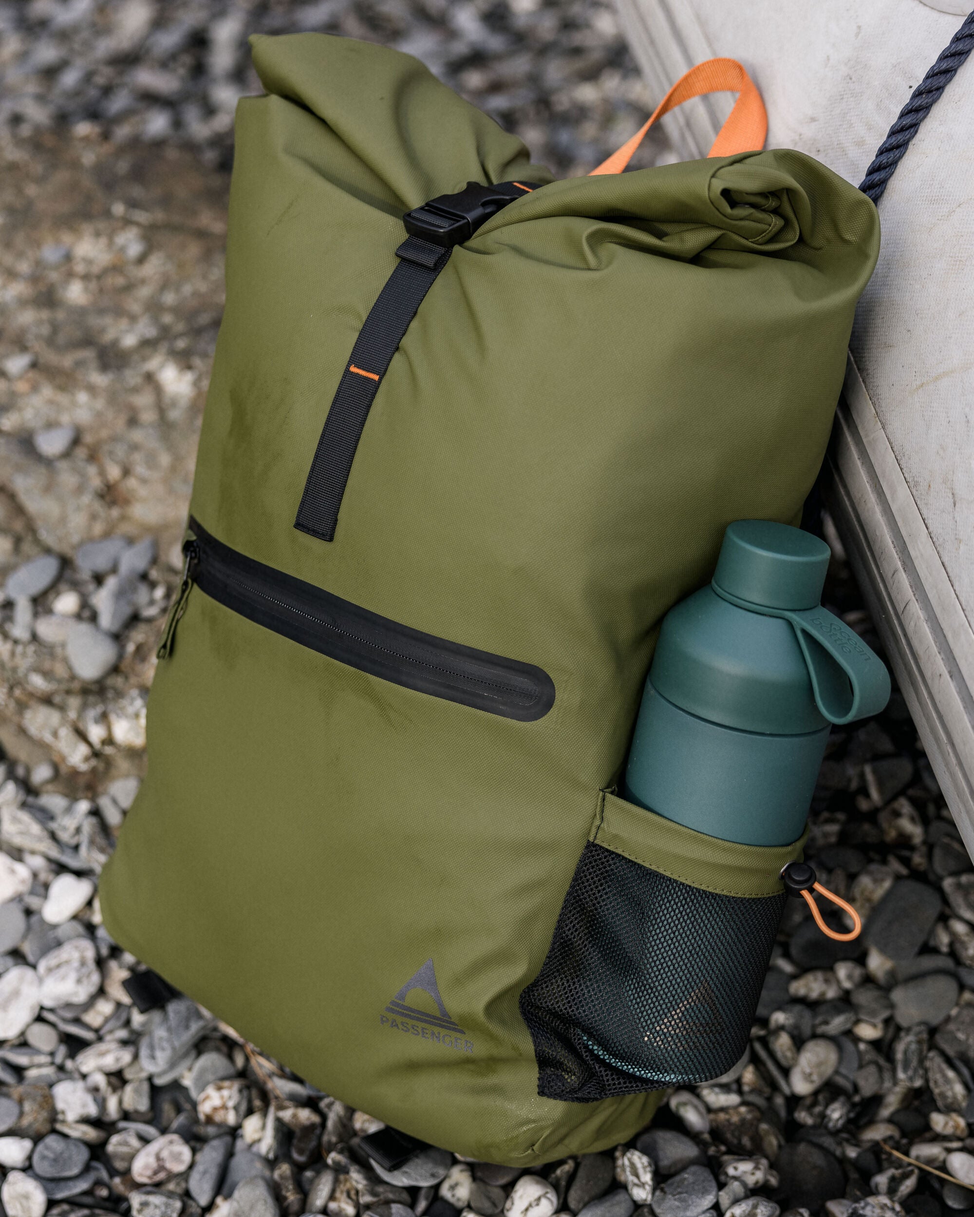 Crossing Roll Top Backpack - True Black/ Khaki - Lifestyle