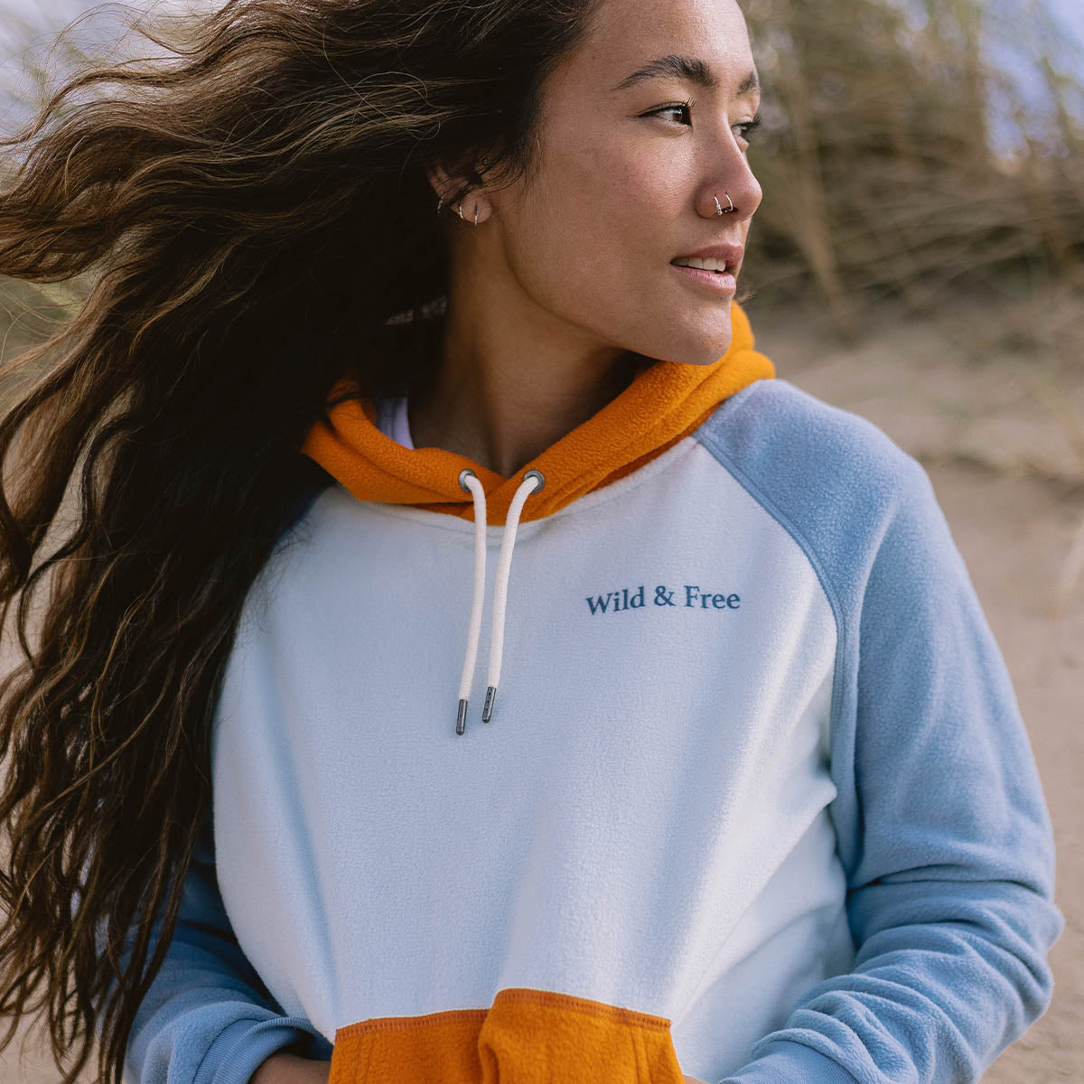 Rainbow Polar Fleece Hoodie - Blue Glass - Lifestyle