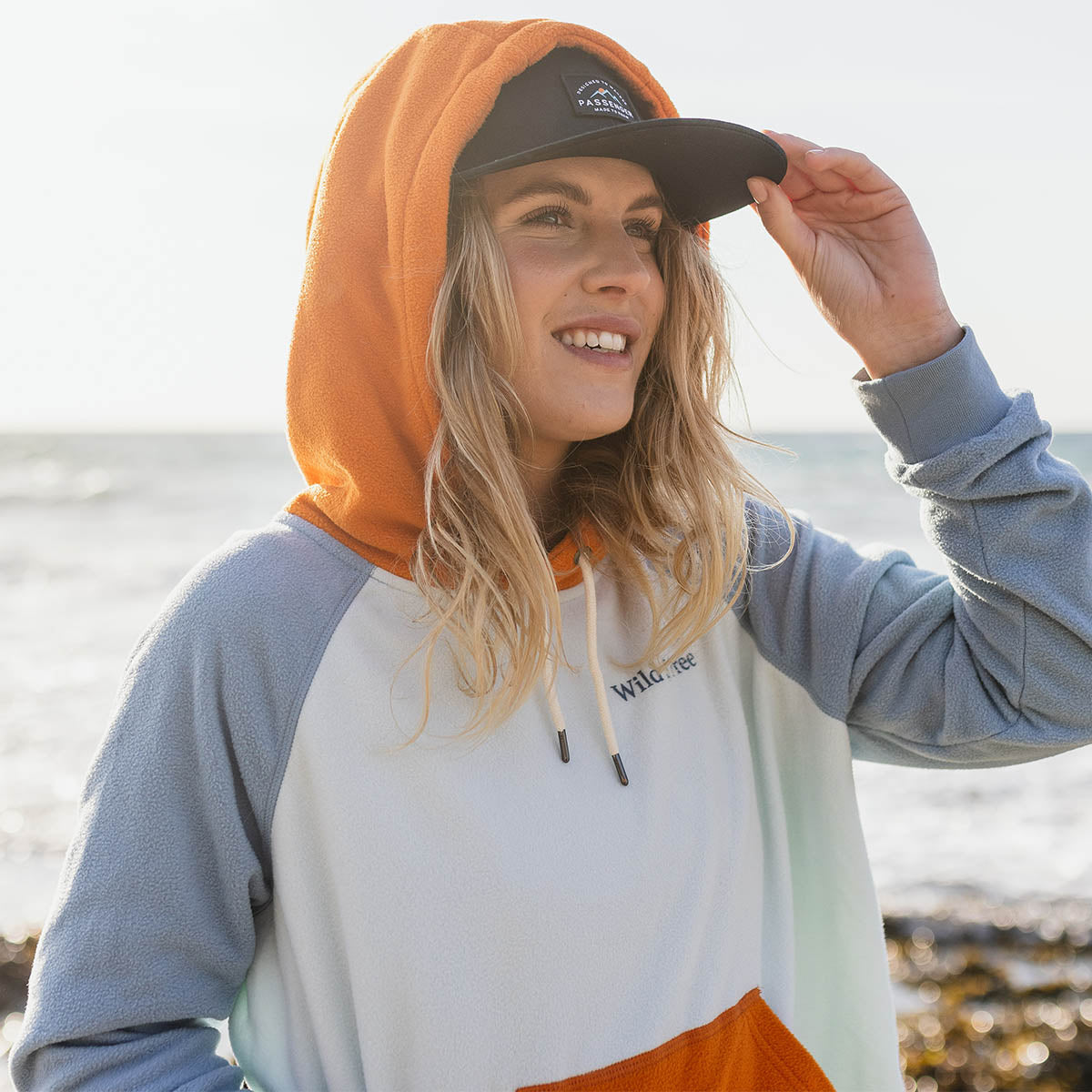 Rainbow Polar Fleece Hoodie - Blue Glass - Lifestyle