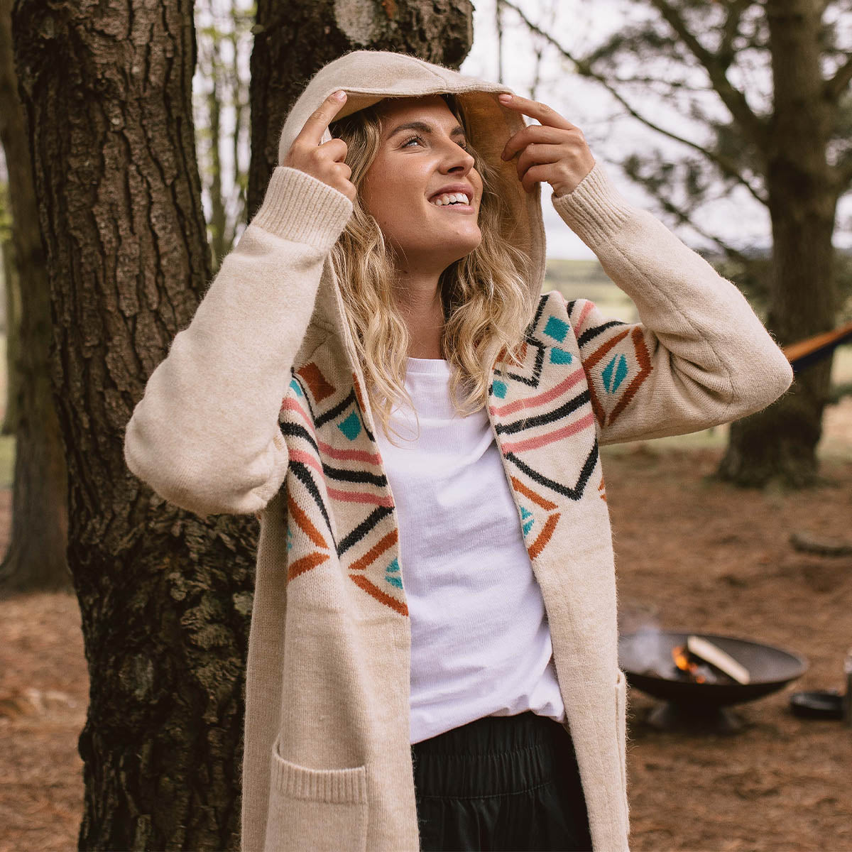 Palumbo Hooded Cardigan - Off White - Lifestyle