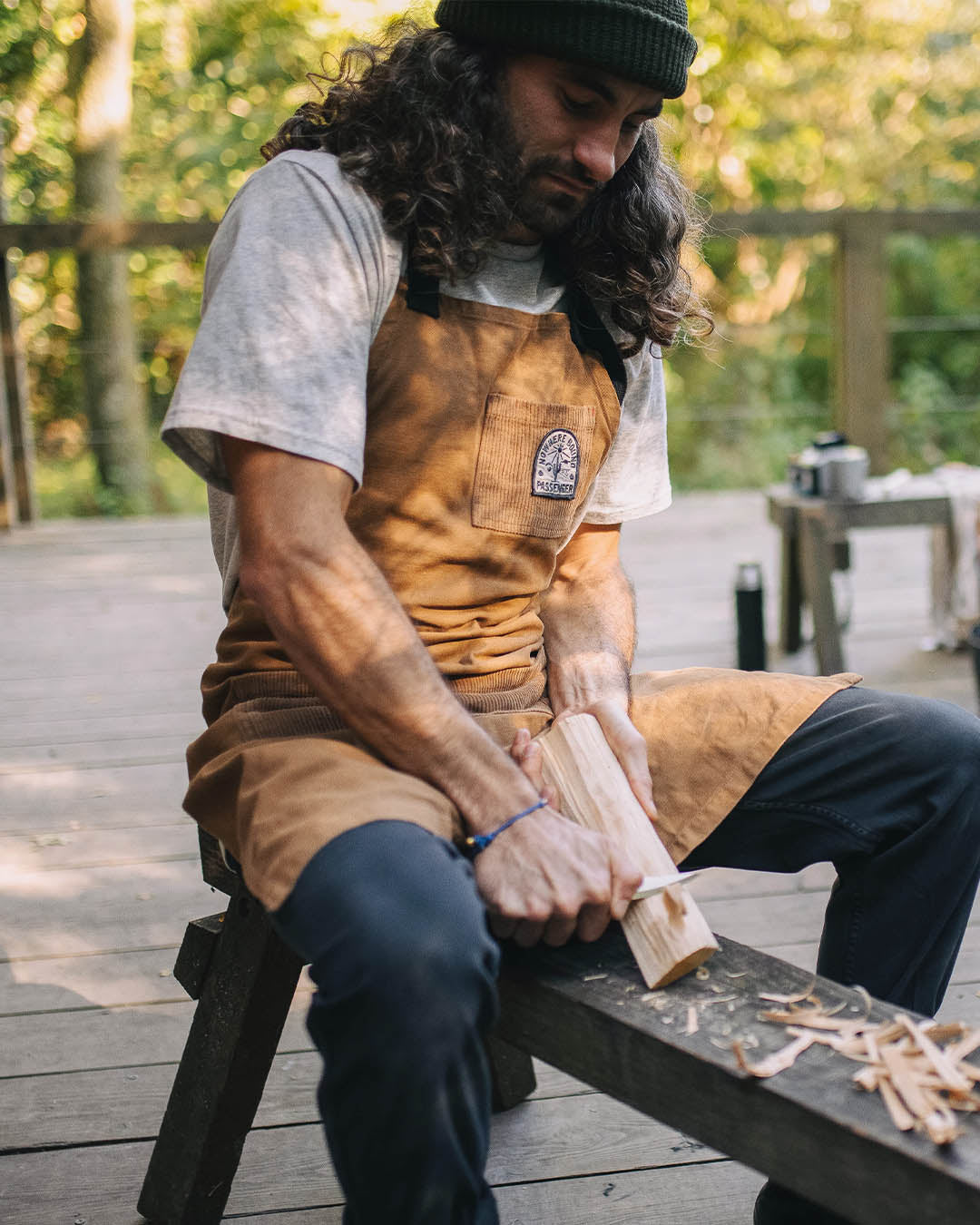 Yard Organic Cotton Denim Apron - Coconut - Lifestyle