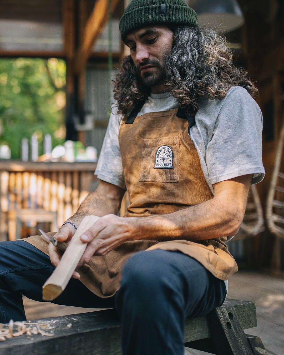 Yard Organic Cotton Denim Apron - Coconut - Lifestyle