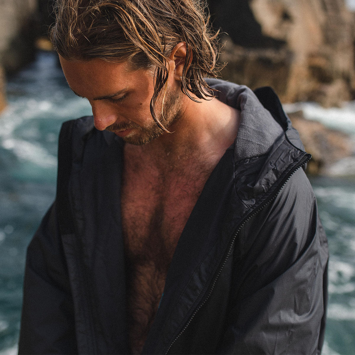 Escapism Recycled Towel Lined Changing Robe - Black - Lifestyle - Male