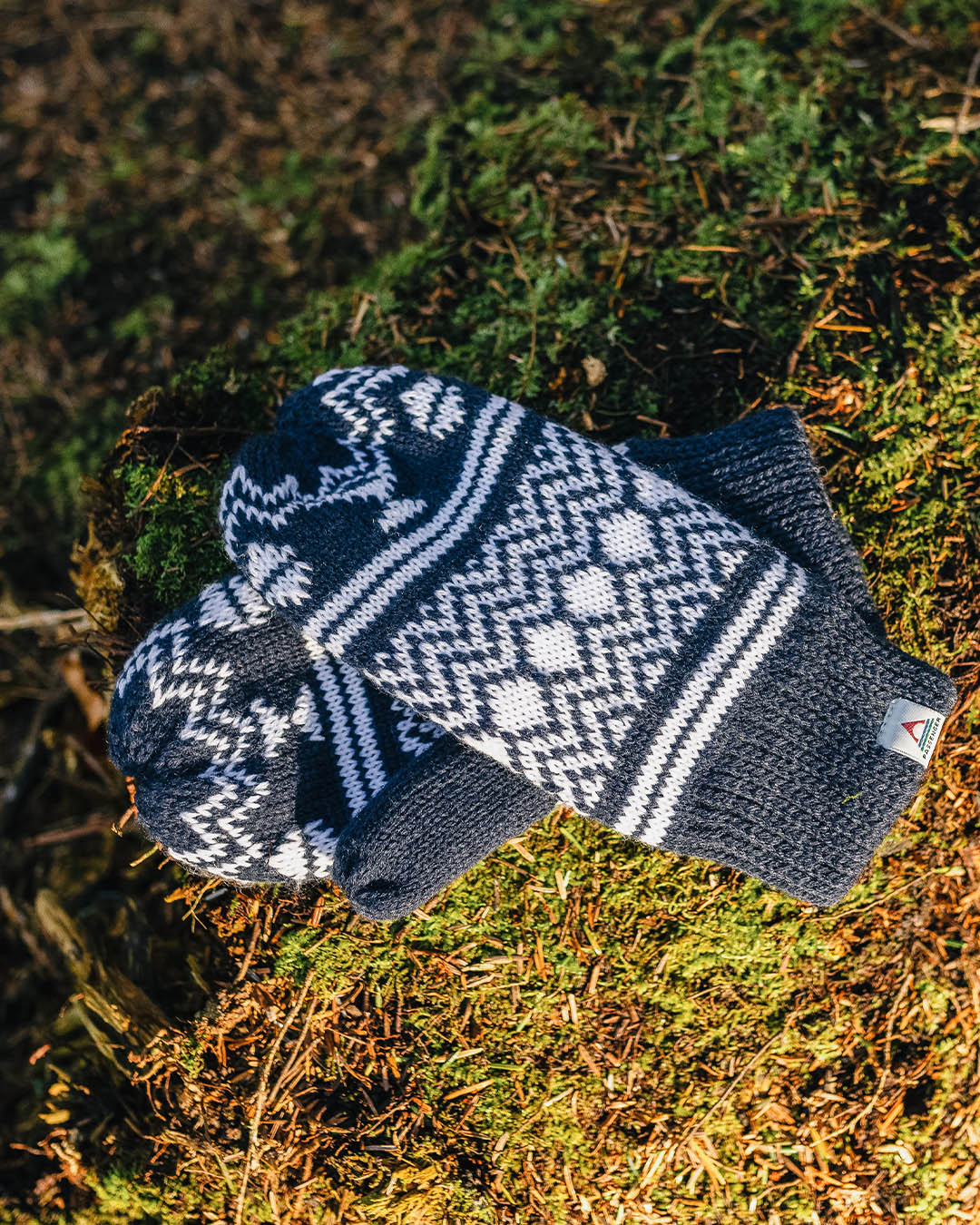 Powder Fleece Lined Acrylic Mittens - Rich Navy - Lifestyle