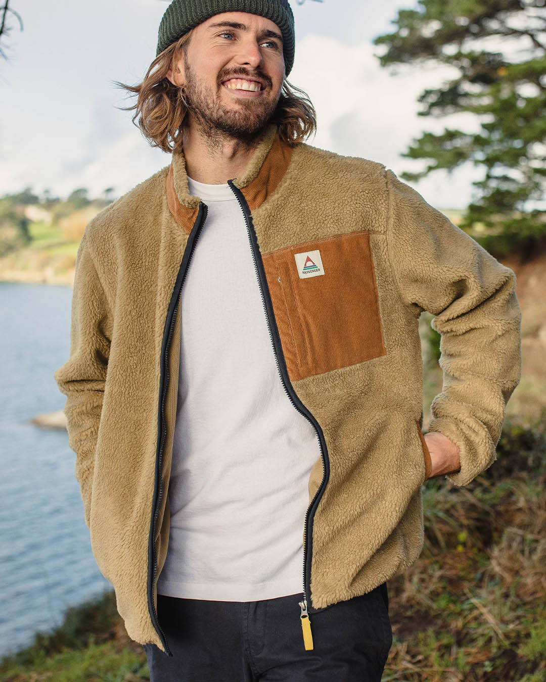 Trekker Recycled Sherpa Full Zip Fleece - Biscuit