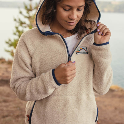 Maine Hooded Recycled Sherpa Fleece - Oatmeal