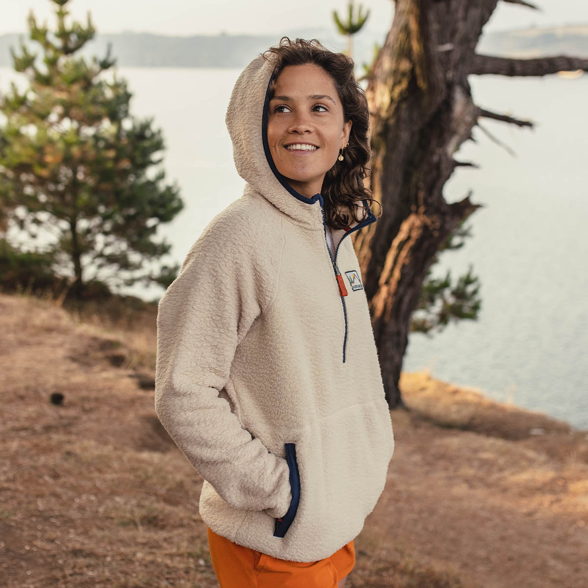 Maine Hooded Recycled Sherpa Fleece - Oatmeal